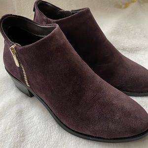 Taryn Rose Sabrina Suede Booties Shoes | Sz 5B color eggplant